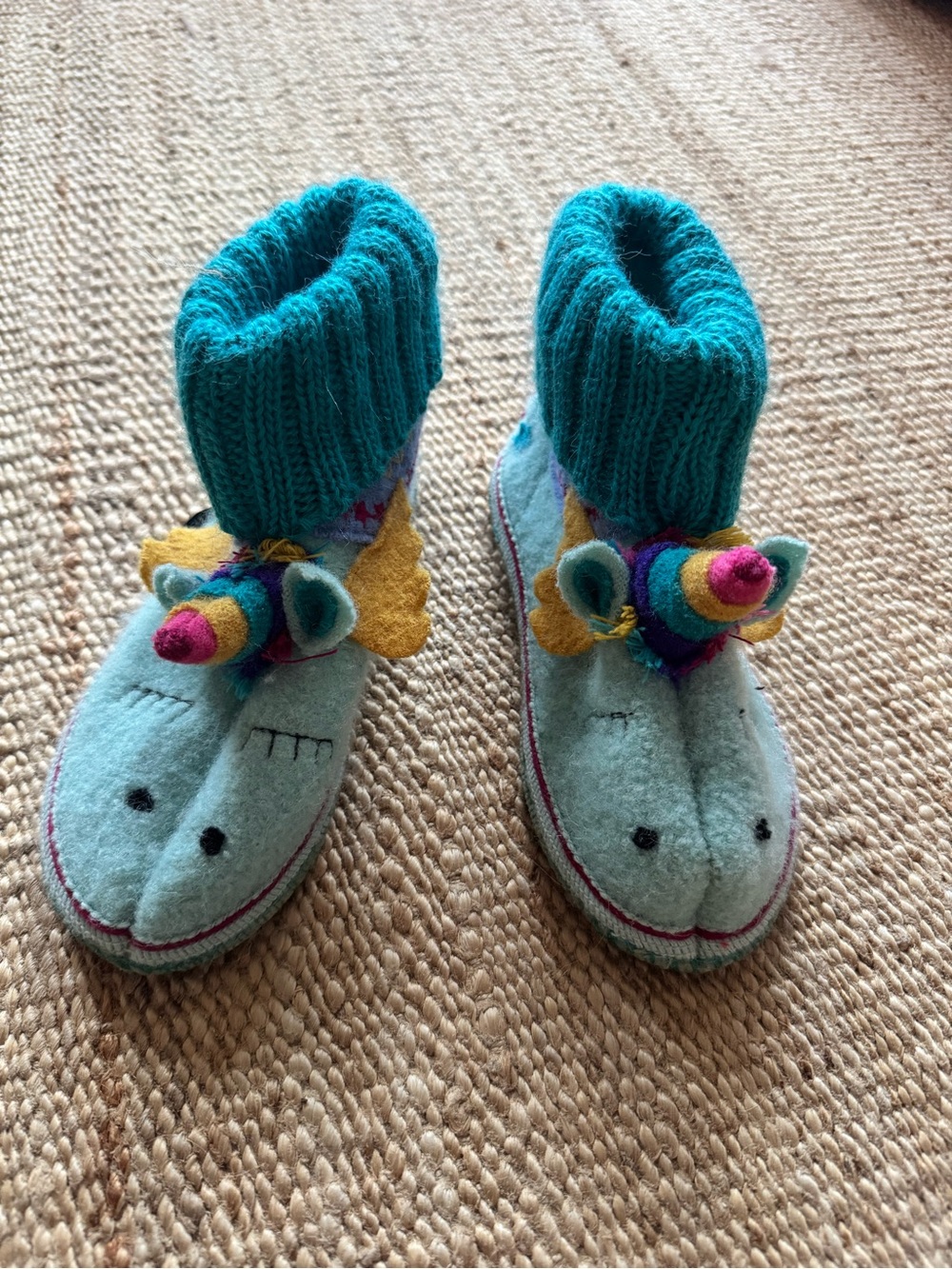 New Garnet Hill Wool Unicorn Slippers